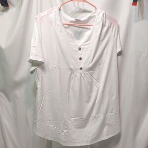 Wiholl White Short Sleeve Women's Top Size XL